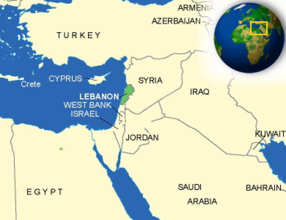 Libanon op kaart