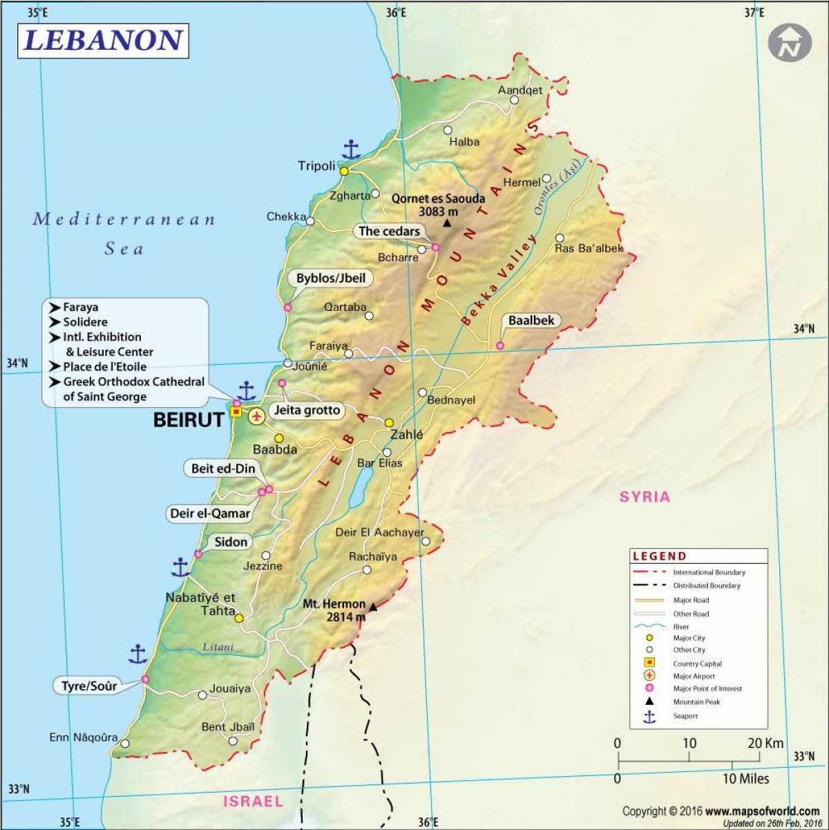 kaart van Libanon europa 