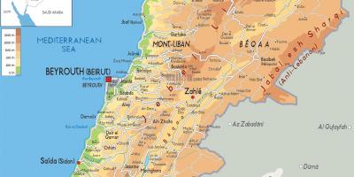 Kaart van Libanon fysieke