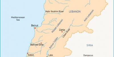 Libanon rivieren kaart