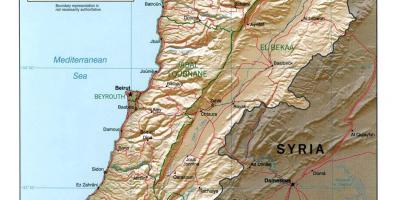 Kaart van Libanon topografische